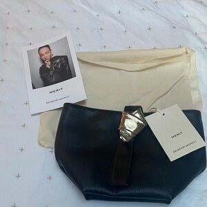 Brandon Maxwell Black Leather Clutch